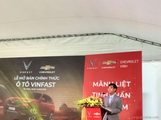 Ông Nguyễn Văn Trường, thay mặt lãnh đạo đại lý Chevrolet Vinh phát biểu tại buổi lễ