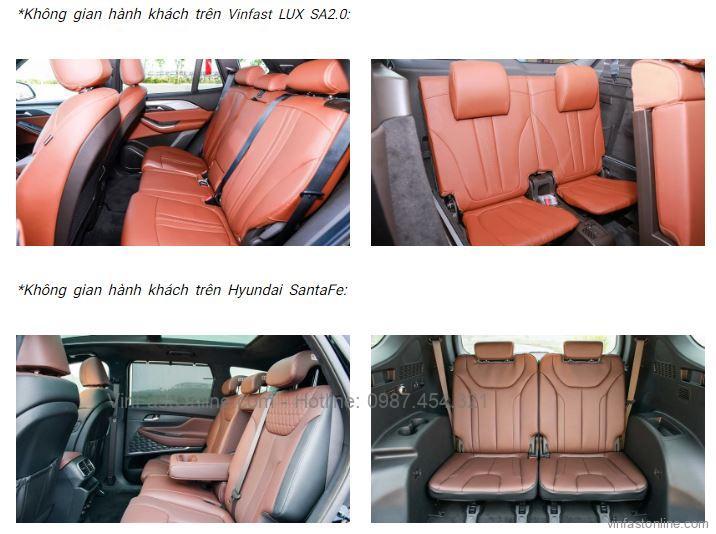 So sánh VinFast Lux SA2.0 và Hyundai SantaFe 2020 (máy xăng cao cấp)