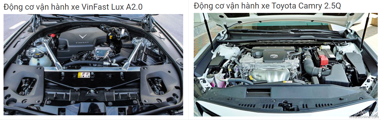 So sánh động cơ vận hành xe VinFast Lux A2.0 và Toyota Camry 2.5Q