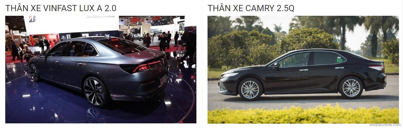 So sánh thân xe VinFast Lux A 2.0 và Toyota Camry 2.5Q