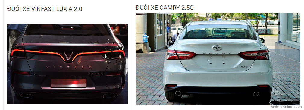 So sánh đuôi xe VinFast Lux A 2.0 và Toyota Camry 2.5Q