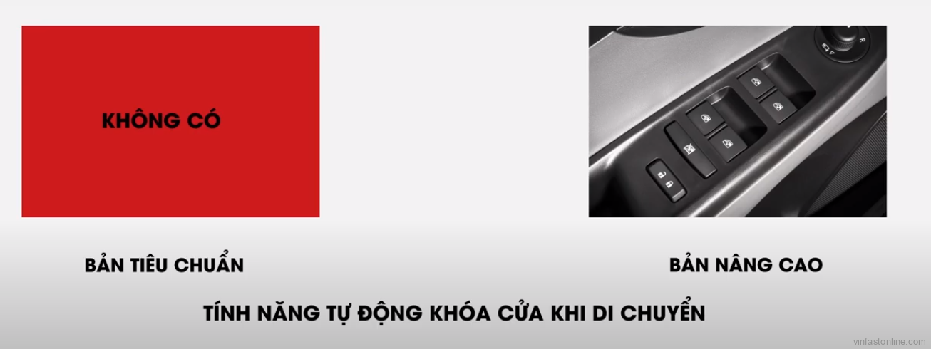 Fadil tiêu chuẩn (không có) - Fadil nâng cao có chức năng tự động khóa cửa khi di chuyển
